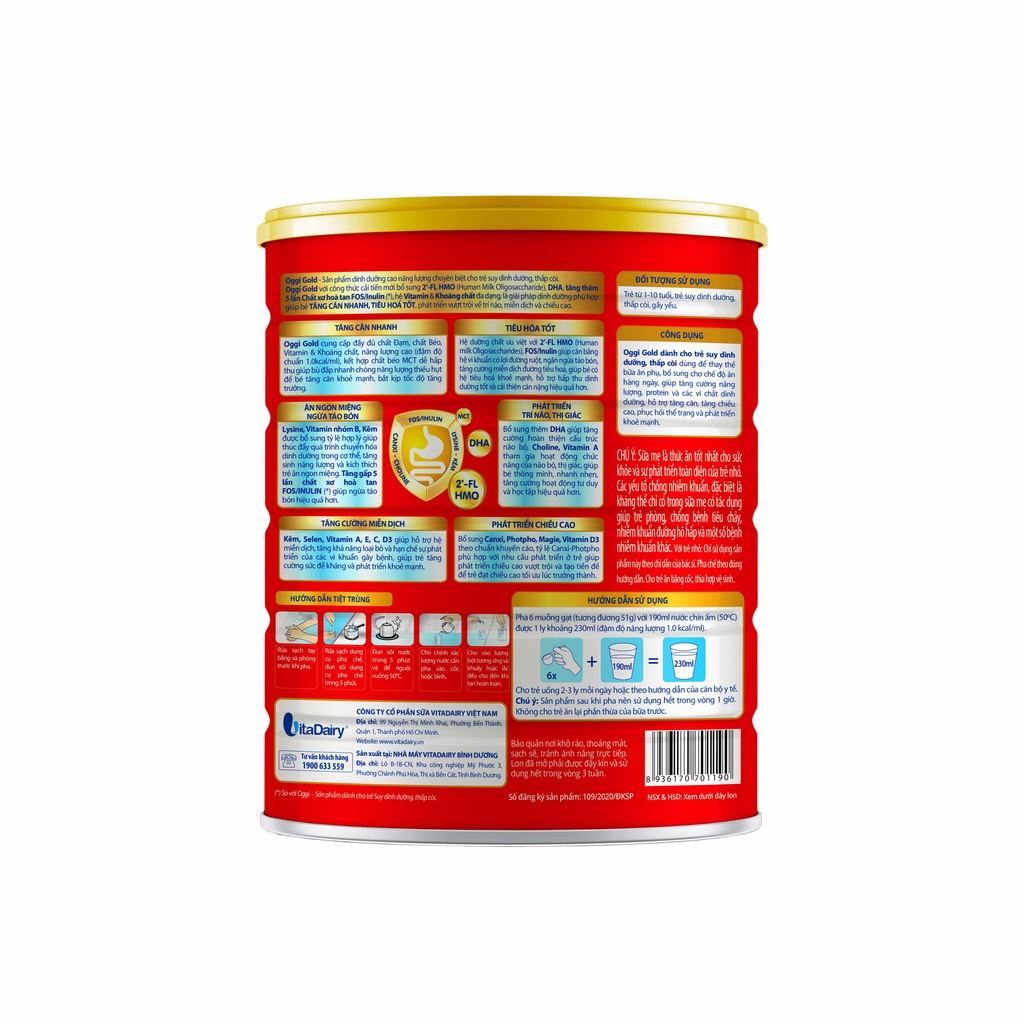 Ảnh Sữa bột Oggi Gold Suy Dinh Dưỡng 900g giúp bé tăng cân, ngừa táo bón - VitaDairy 4
