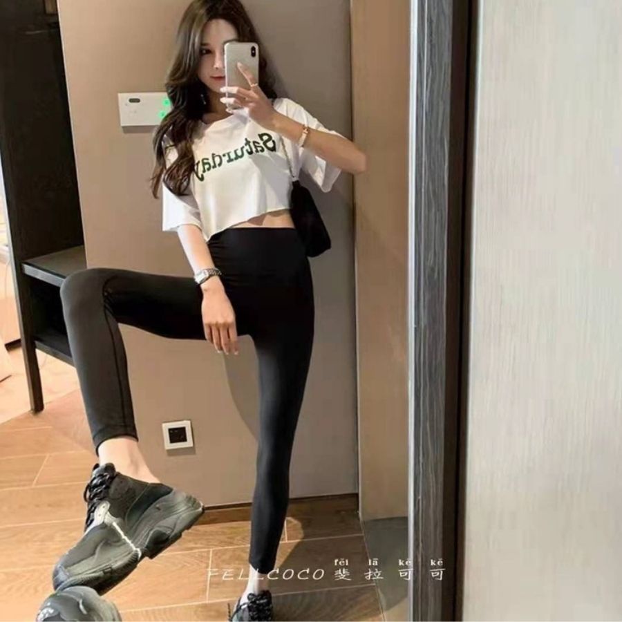 Quần Legging Nữ Đen Cạp Cao Nâng Mông Co Giãn Bigsize Có Túi Quần Đùi Lửng Dài ESHOP QL02