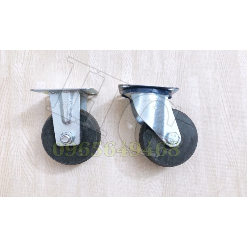 Bánh Xe Đen CAO SU 100x38mm Chịu Tải 200kg Bánh Xoay, Bánh Cố Định(ẢNH THẬT)