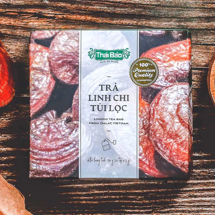 Trà linh chi túi lọc Langfarm x Thái Bảo - Thảo mộc cho sức khoẻ, thơm dịu vị thiên nhiên, sản xuất tại Đà Lạt