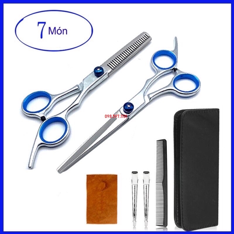 Bộ kéo cắt tóc cho thợ 7 món ,kéo cắt tóc trẻ em ,salon tóc đều phù hợp sử dụng