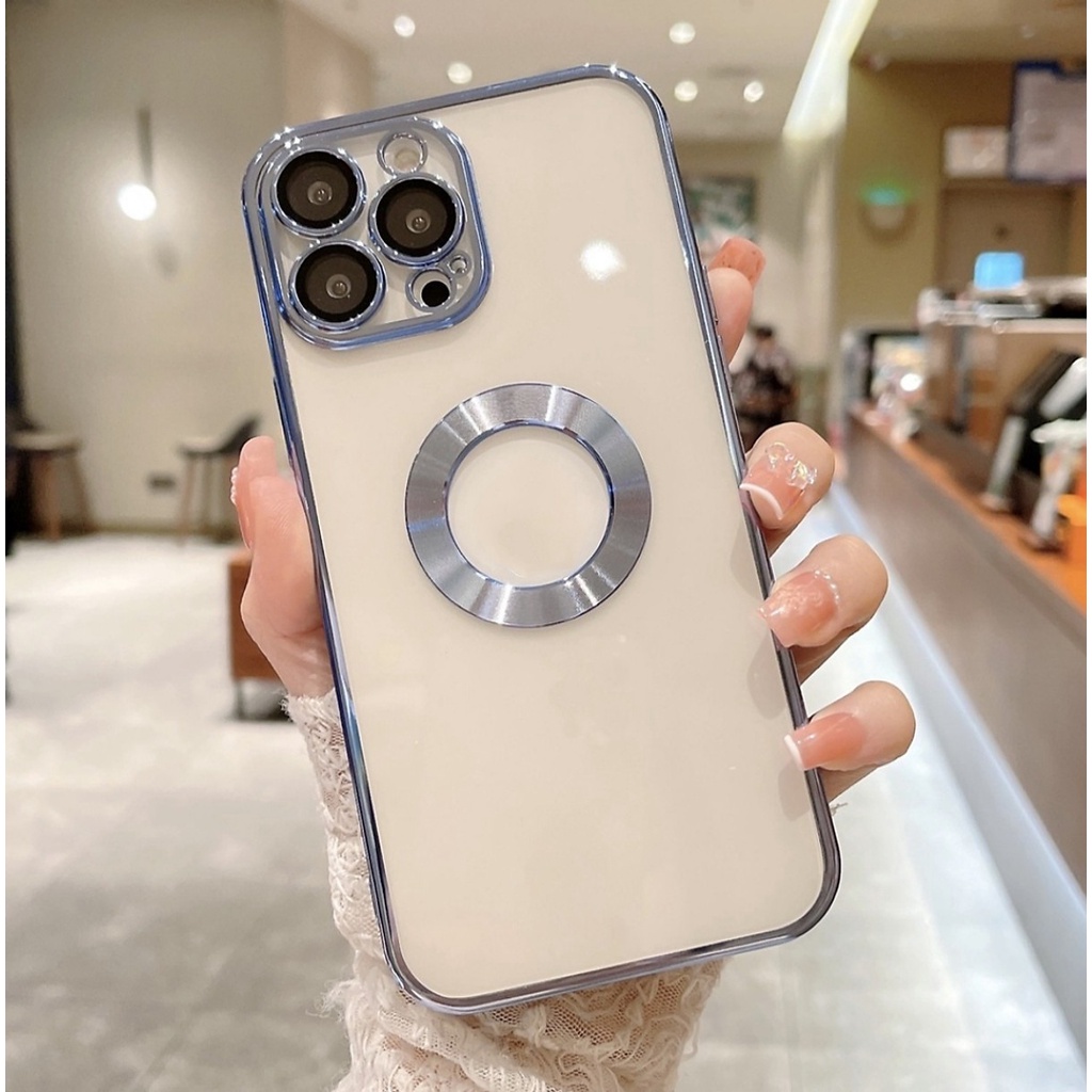 Ốp lưng trong mạ viền khoanh táo cho iPHONE 7PLUS - > 13 PROMAX