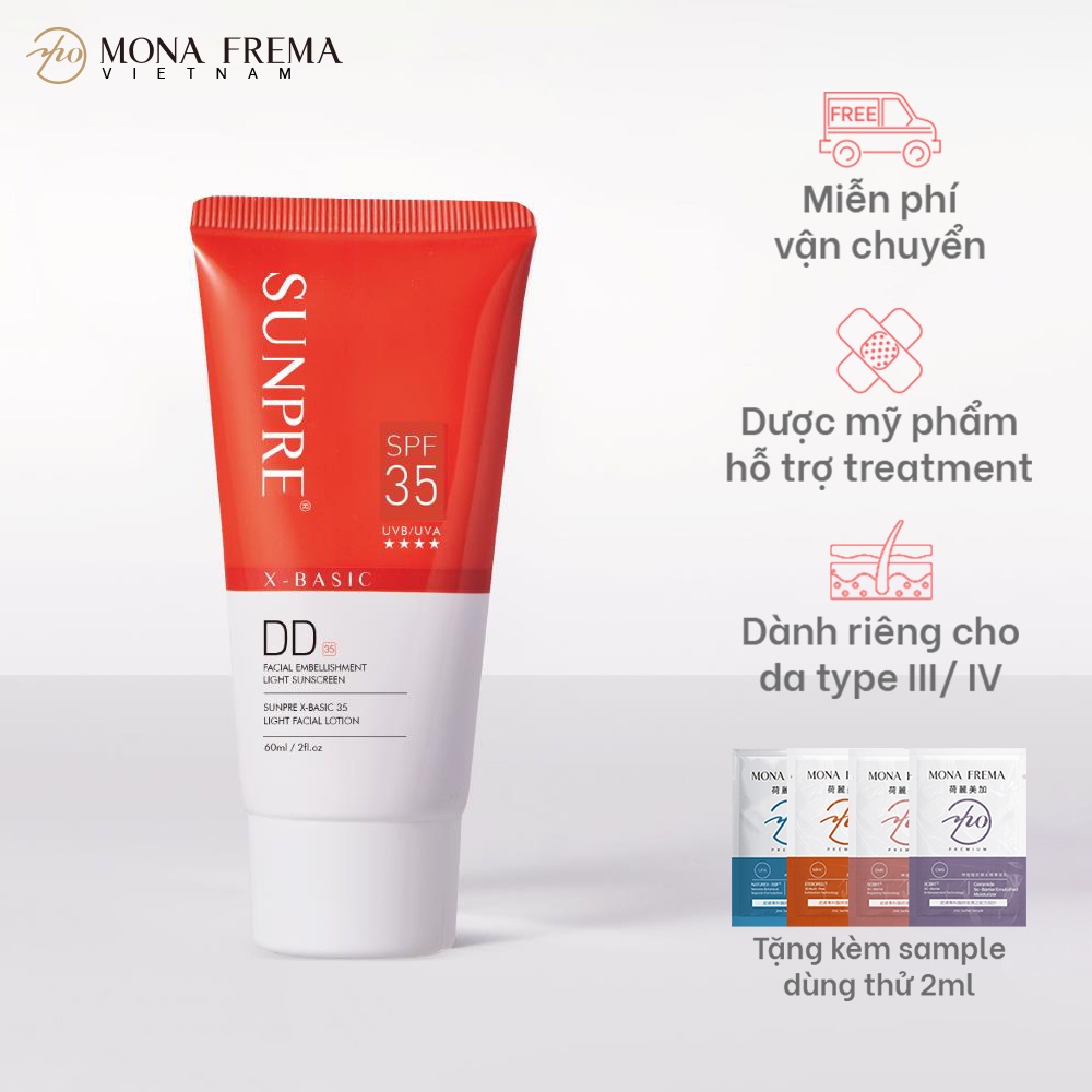 Kem Chống Nắng Mona Frema Sunpre Dd Xbasic 35 Light Facial Lotion 60ml