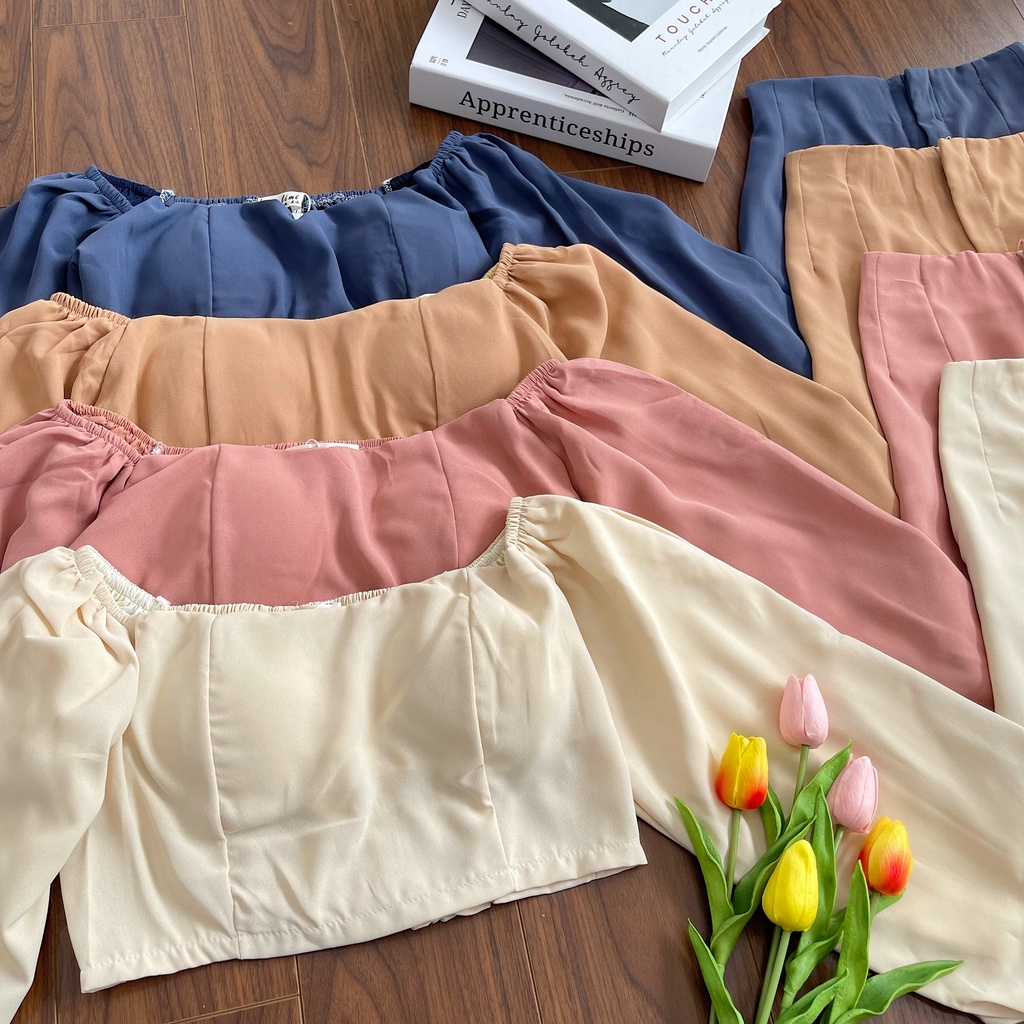 SET ÁO DÀI TAY QUẦN NGẮN MÀU DỄ THƯƠNG - NALY SET