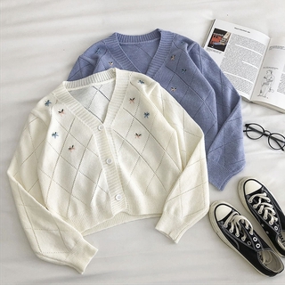 Áo Khoác Cardigan Dệt Kim Tay Dài Dáng Rộng Phong Cách Hàn Quốc Thời Trang Cho Nữ