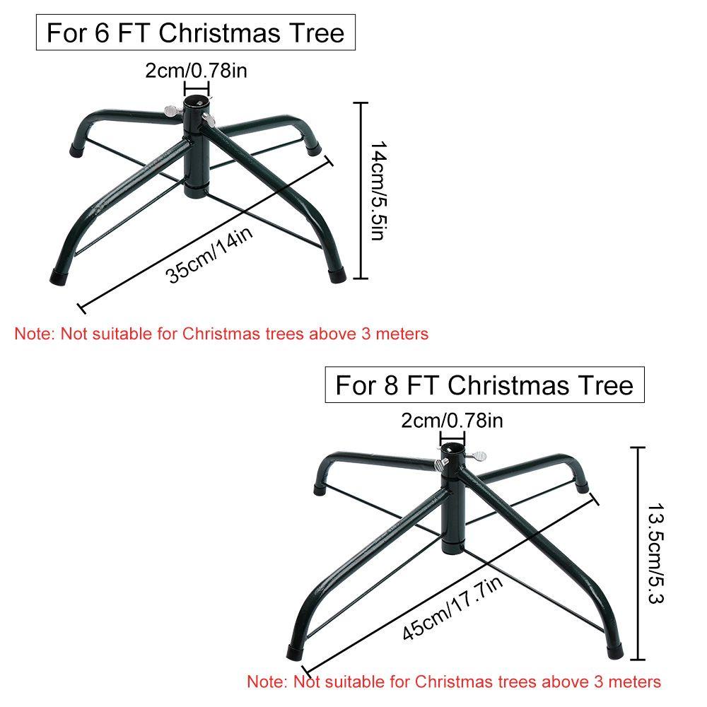 YOFFOR 6 / 8FT Giá đỡ cây thông Noel Hỗ trợ đế sắt có thể gập lại màu xanh lá cây