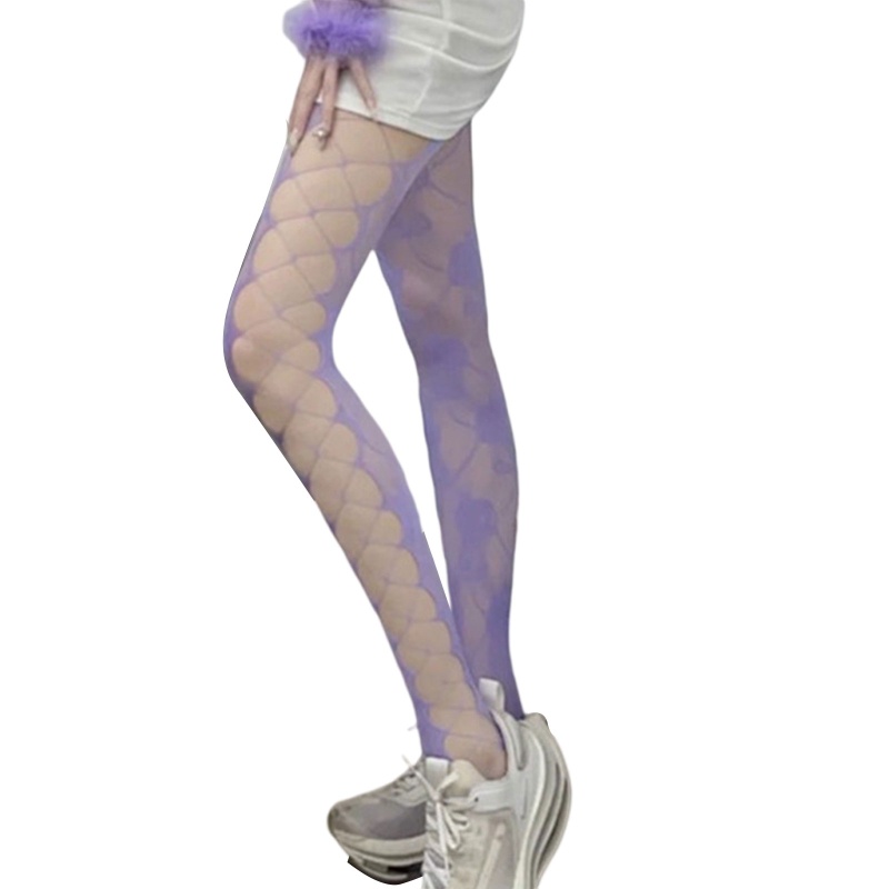 Dassbsug Nữ Nhiều Màu Sắc Fishnet Quần Hoa Hồng Cây Nho Jacquard Hình Xăm Quần Bên Rỗng Cho Băng Chéo Lưới Sto
