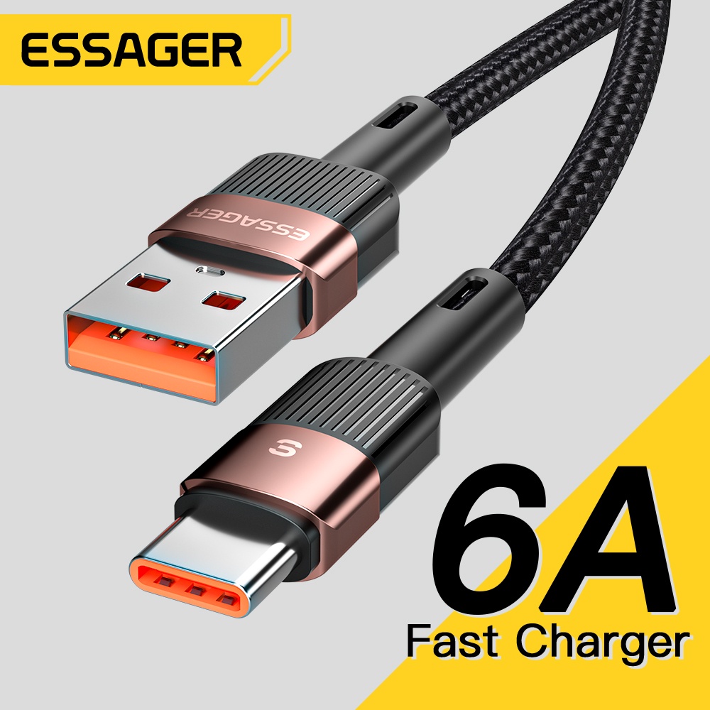 Cáp sạc nhanh Essager chuyển đổi USB Type C 6A 66W cho Samsung Xiaomi