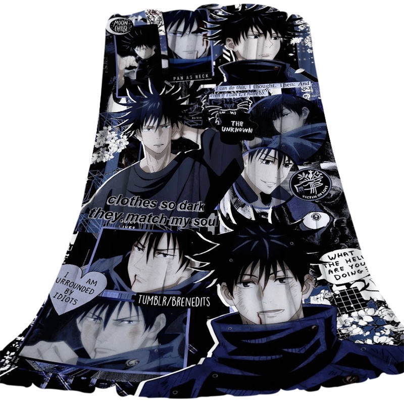 Chăn Điều Hòa Không Khí 4 Kích Cỡ Bằng Vải flannel Siêu Mềm Nhẹ In Hình anime Nhật Bản jujutsu kaisen Cho Trẻ Em