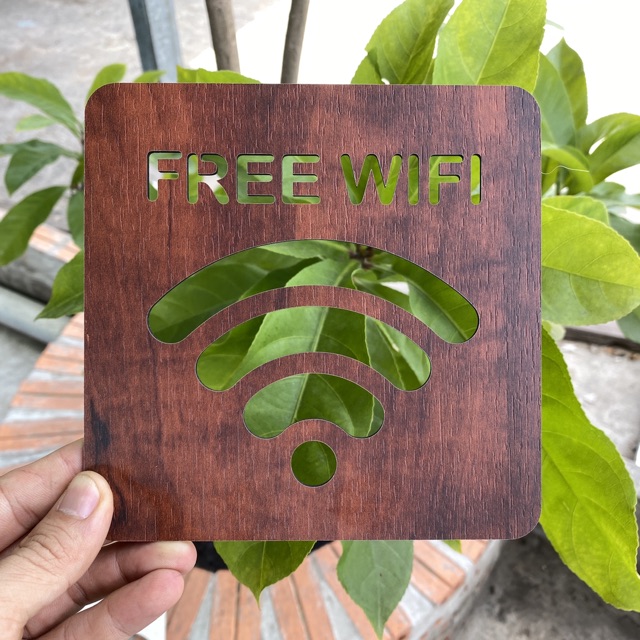 Bảng Gỗ Decor Free Wifi trang trí quán Cafe Homestay