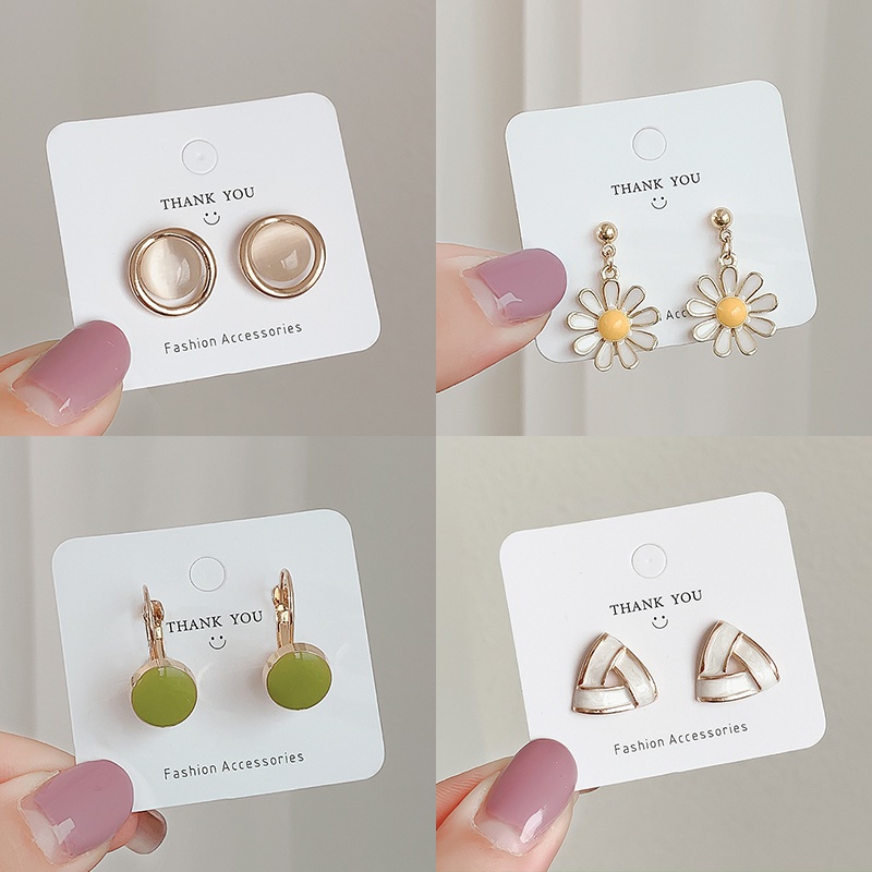 Bông Tai Kim Bạc Phong Cách Hàn Quốc, Thiết Kế Nhỏ Gọn Cho Nữ