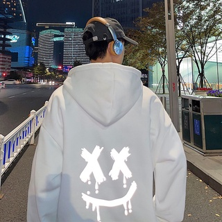 Áo Hoodie UNISEX Nỉ Tay Dài Dáng Rộng In X_X Hình Mặt Cười phong cách đáng yêu
