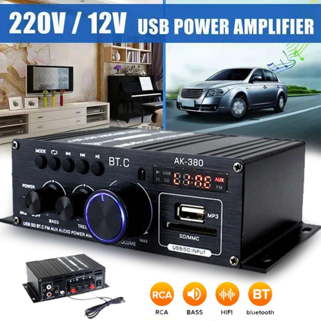 Bộ Khuếch Đại Âm Thanh 2 Kênh AK380 400W + 400W Cho Hệ Thống Rạp Chiếu Phim Xe Hơi