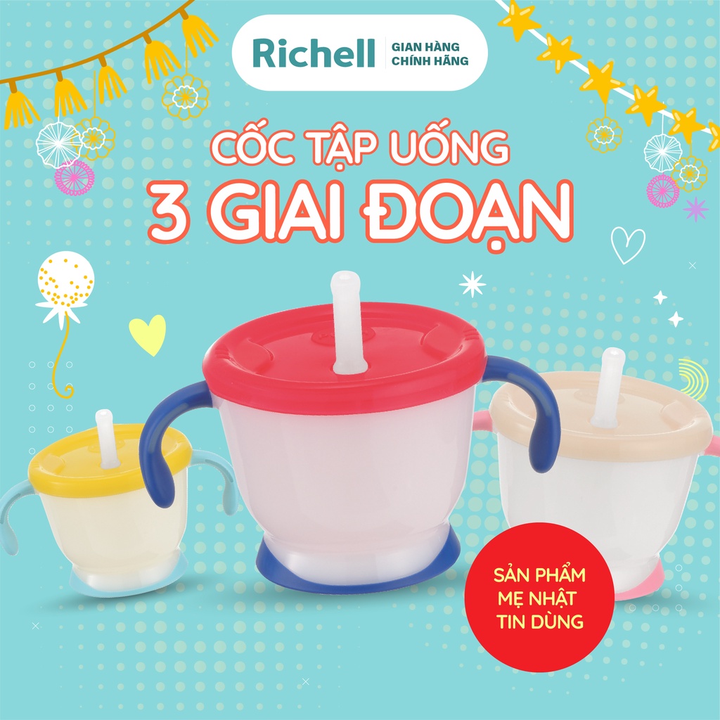 [Mã BMLTB200 giảm đến 100K đơn 499K] Cốc tập uống 3 giai đoạn AQ Richell Nhật Bản | Baby