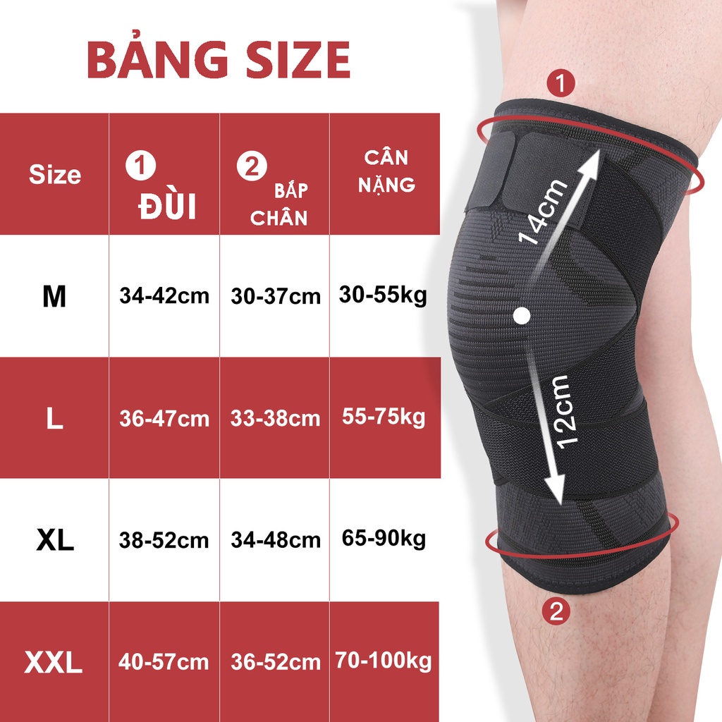 Mô tả Băng Quấn Bảo Vệ Đầu Gối (1 cái) Đai Bảo Vệ Khớp Gối Chất Liệu Thoáng Mát 2 trong 1 Cleacco BBCDG Boro Sport - 1
