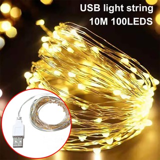Đèn LED Dây 2M USB Dây Bạc Đèn Cổ Tích Nhà Giáng Sinh Trang Trí Tiệc Cưới