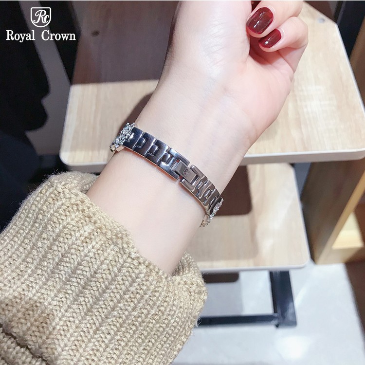Đồng Hồ Nữ Chính Hãng Royal Crown 2601 Jewelry Dây Kim Loại Đính Đá Chống Nước Chống Xước