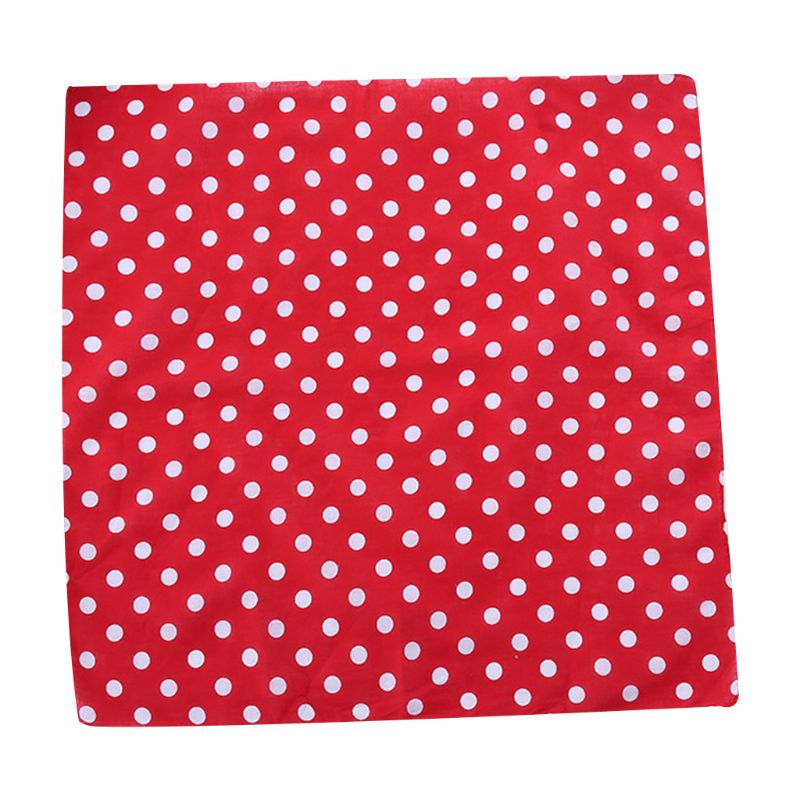 Khăn cotton thể thao 55x55cm retro chấm bi lớn, unisex, dành cho đầu
