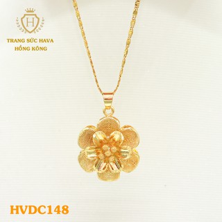 Dây Chuyền, Vòng Cổ Nữ Mặt Bông Hoa Trơn Xi Mạ Vàng Non Cao Cấp - Trang Sức Hava Hong Kong - HVDC148