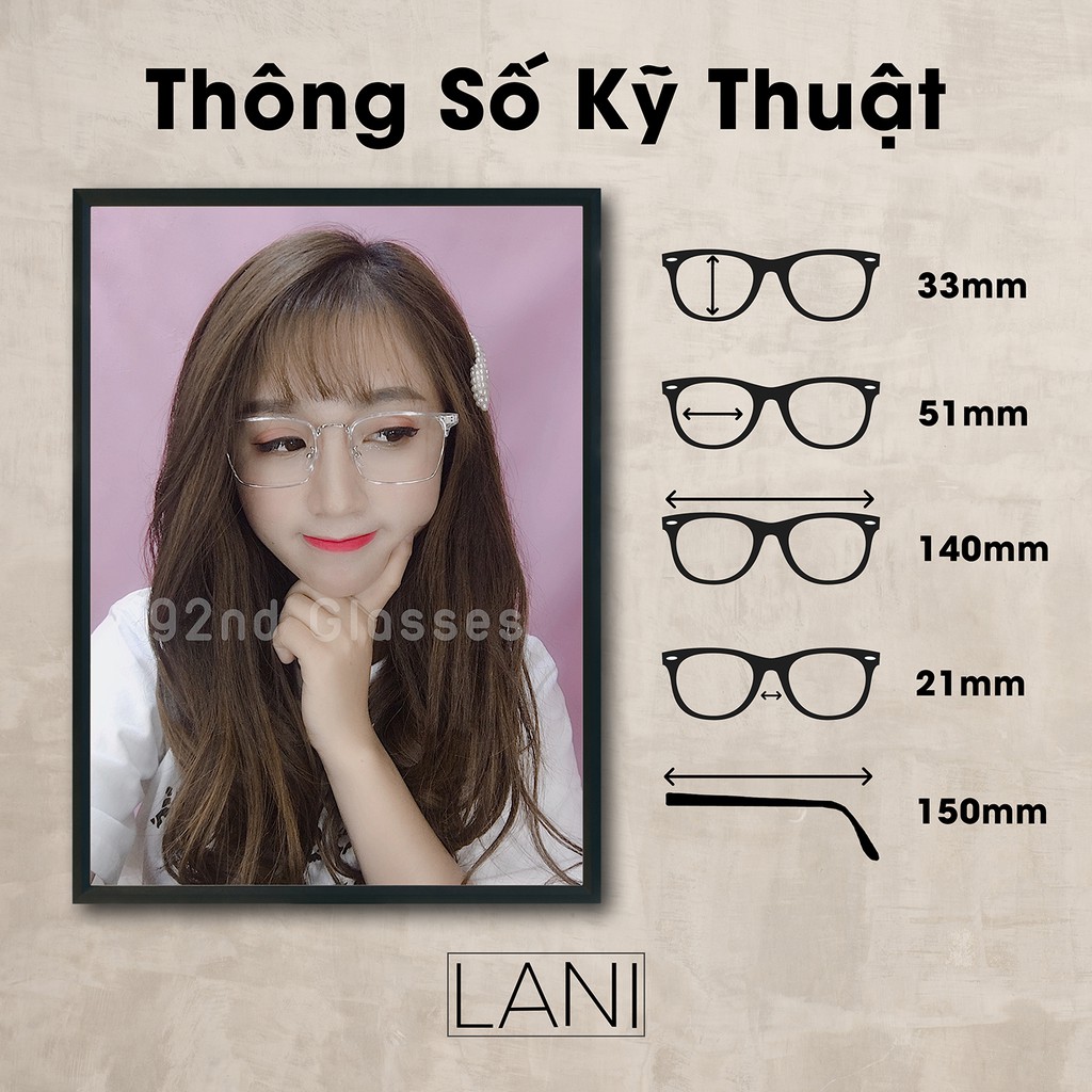 Ảnh Gọng kính cận nam nữ càng nhựa dẻo nhiều màu, dáng mắt chữ nhật công sở Lani 2723 1