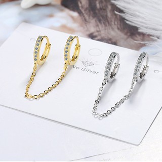 Bông tai khoen dài xỏ 2 lỗ độc đáo BHBT373