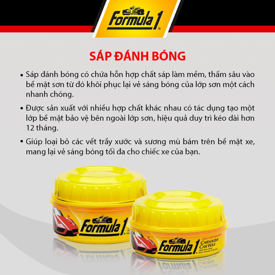 Sáp Đánh Bóng & Bảo Vệ Sơn Xe Hộp Lớn FORMULA 1 613762 340g Phù Hợp Cho Nhiều Dòng Xe Ô Tô Xe Hơi Xe Tải Xe Máy
