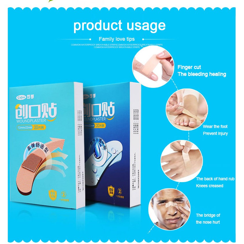 Ảnh Coofe Băng Chảy Máu Thoáng Khí Dính Chân Gót Miếng Dán Co Giãn Ban Nhạc-Aid Gói 20 Cái / Hộp 4