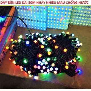 DÂY ĐÈN LED KIM CƯƠNG DÀI 50M NHÁY NHIỀU MÀU CHỐNG NƯỚC