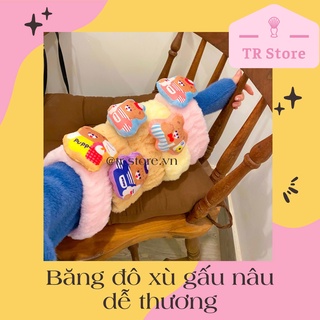 Băng đô xù gấu nâu dễ thương phụ kiện cài tóc