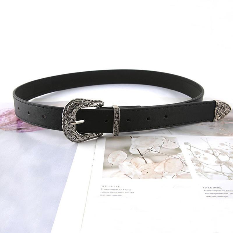 Thắt Lưng Nam Nữ Sơn Tùng bản khắc hoa văn Vintage Màu Đen Bạc Đẹp - Dây Nịt Lưng Nam Nữ Unisex Mặt Kim Loại - Horizon