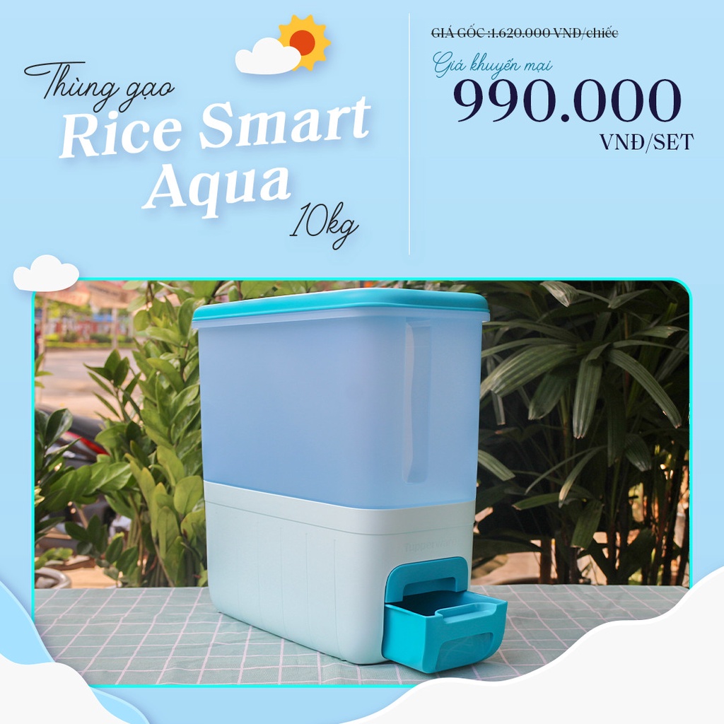 Thùng Gạo Rice Smart Aqua 10kg - Tupperware | Shopee Việt Nam