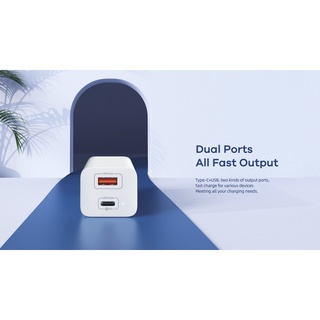 Cốc sạc nhanh 2 cổng Remax RP-U98 GaN 65W Folding Fast Charge USB 3.0 QC và PD TypeC (Trắng) - Hãng phân phối