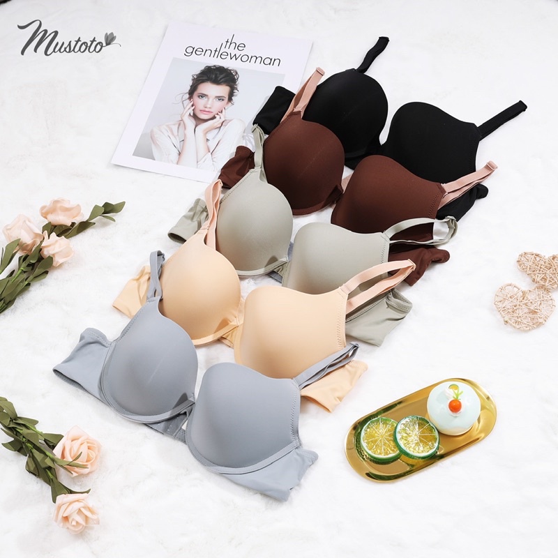 Áo Lót Nữ Trơn Mút Mỏng Có Gọng Móc Cài Sau Thoải Mái Bigsize Humilis Mustoto MA15