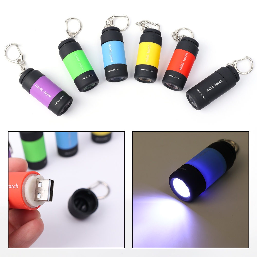 Móc Khóa Đèn LED Mini Chống Thấm Nước Có Thể Sạc Lại Bằng Cổng USB Tiện Dụng