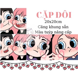 Tranh tô màu theo số TinaSweet 🌈 size mini 20x20cm 🌈 Tình yêu, cặp đôi tình nhân - căng khung sẵn