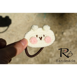 Đồ cột tóc thỏ Stella Lou màu trắng đáng yêu cho nữ và bé gái 4cm|Dây buộc tóc xinh|Shop Rô Handmade