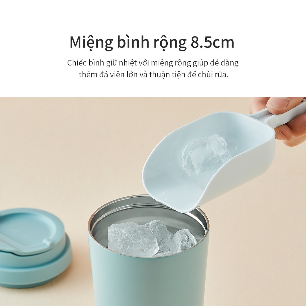 Ly giữ nhiệt LocknLock 540ml LHC4279 Màu Xanh , có 2 nắp tiện lợi, đế silicone, inox SUS304 - K-MALL