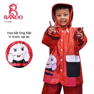 Áo Mưa Bộ Ong Mật Cho Trẻ Em, RANDO Chính Hãng, Nhựa Cao Cấp, Quần Áo Đi Mưa Bé Trai, Bé Gái