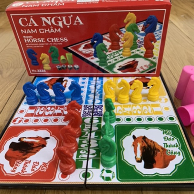 Bộ cờ cá ngựa nam châm cao cấp giải trí an toàn tại nhà, không xô khi chơi, cỡ đại, hàng loại 1