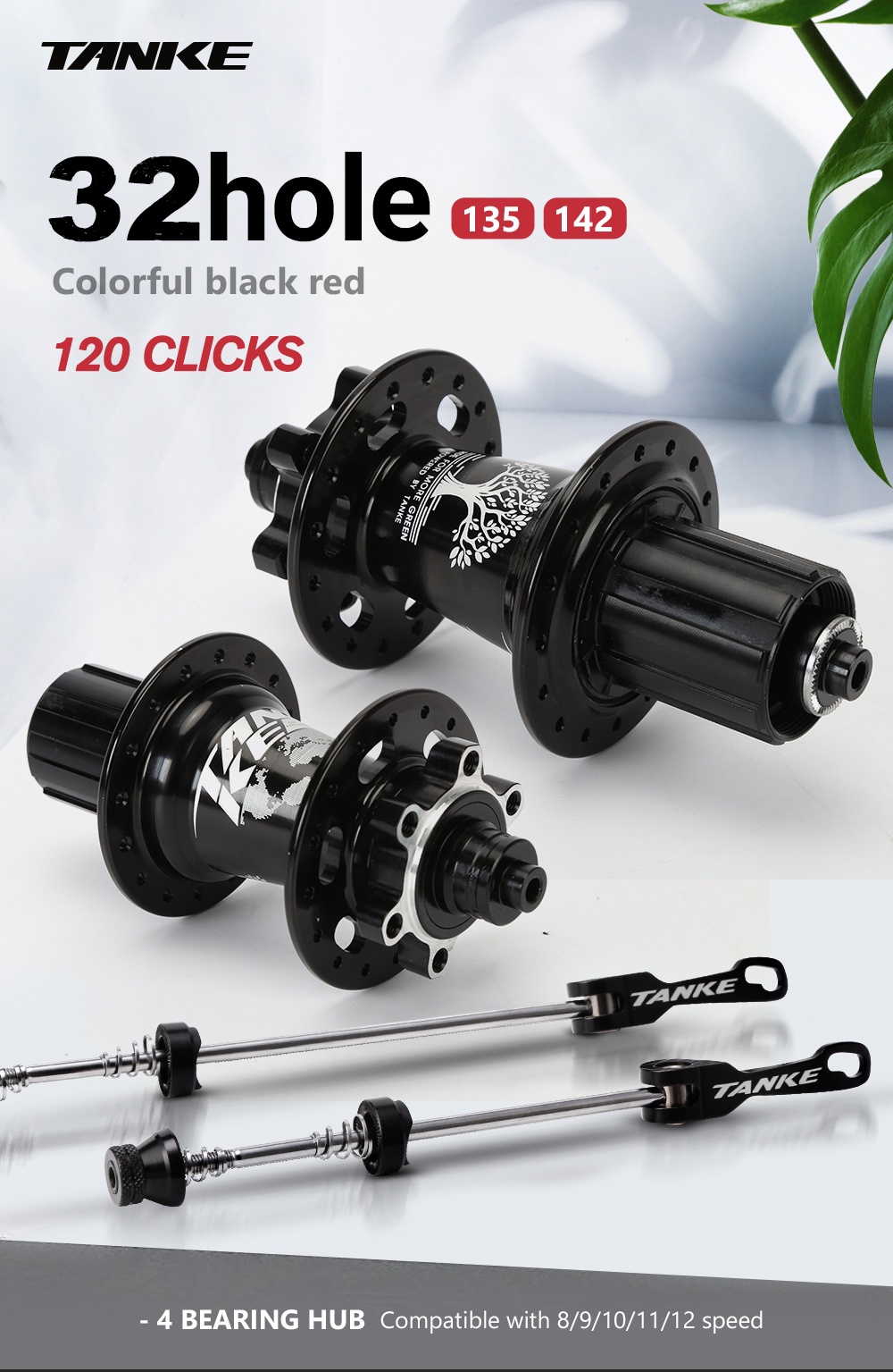Mô tả Tanke 120 Clicks 32H MTB Bike Hub 6 Pawls 3 răng 6 Vòng bi Cassette Bánh đà 7-12 tốc độ 32 lỗ Phanh đĩa Trung tâm xe đạp - 1