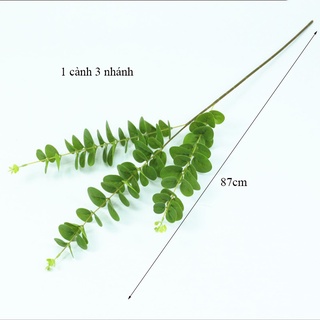 Lá giả - lá táo 3d cành 87cm 3 nhánh nhiều màu sắc trang trí nhà cửa,  cắm điểm lọ hoa