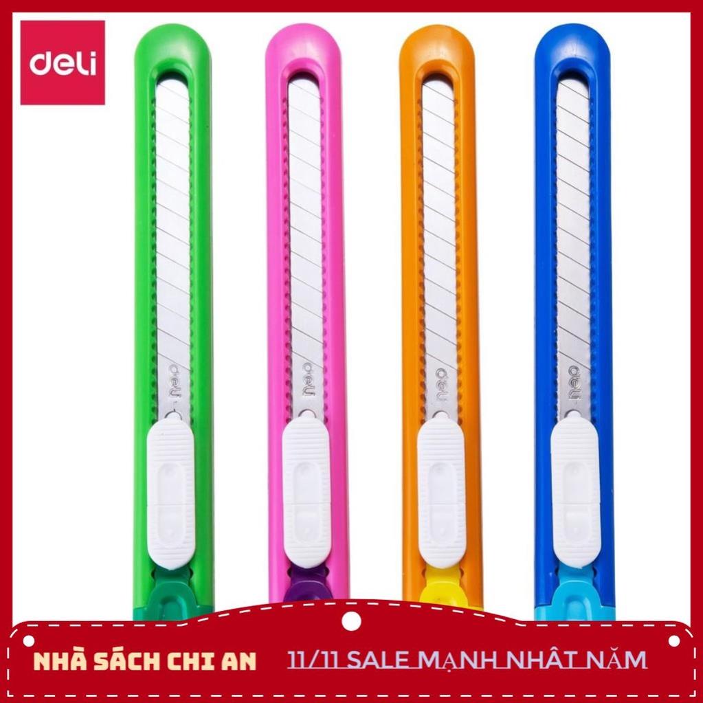 Dao rọc giấy Deli, cỡ nhỏ, loại 13 lưỡi tách rời /1 chiếc màu ngẫu ...