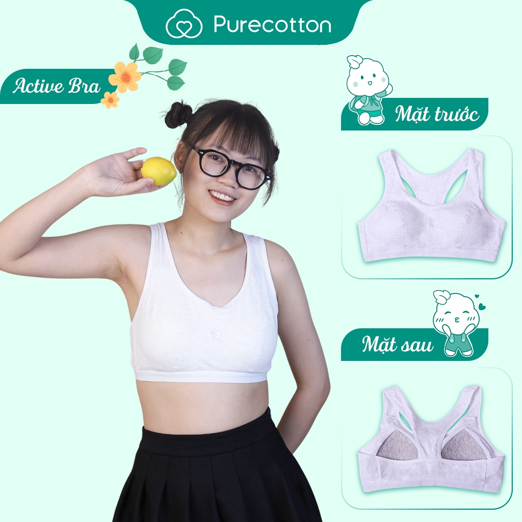 Ảnh Áo lót học sinh Purecotton MÀU XÁM cho bé gái mới lớn chất liệu cotton kiểu dáng chui đầu - đệm mỏng 2