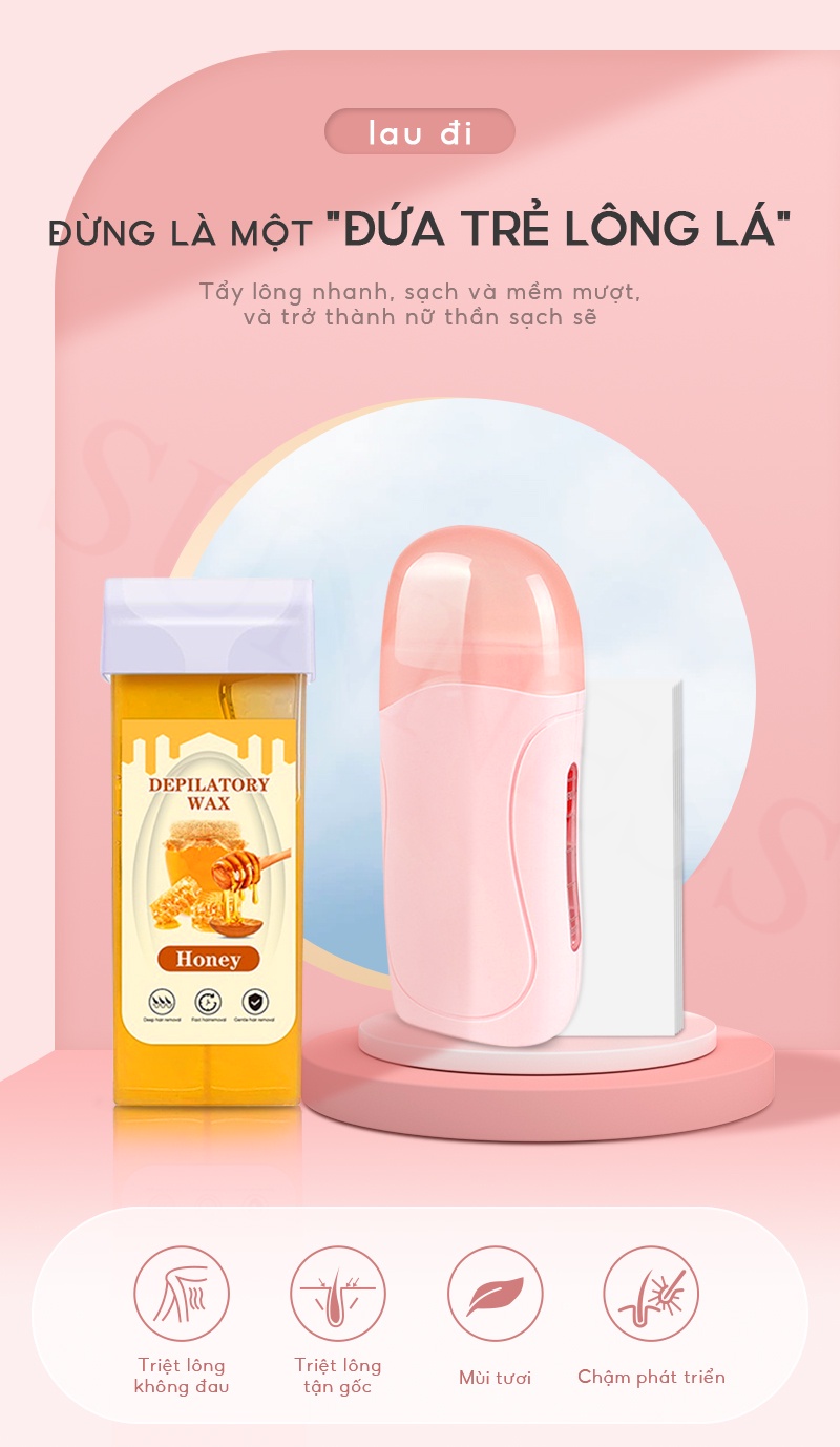 Mô tả Sáp tẩy lông chiết xuất sáp ong 300g + máy triệt lông + giấy tẩy lông SUMAX dùng cho toàn thân - 1