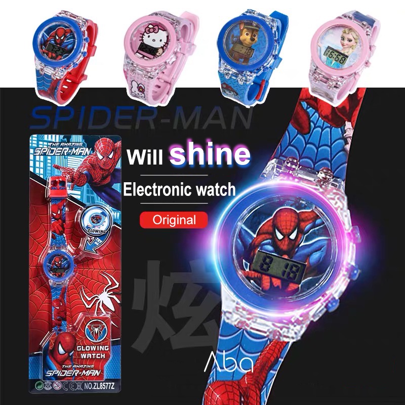 Đồng Hồ Người Nhện Cho Trẻ Em Bé Trai Avengers Đồng Hồ Điện Tử Có Đèn Kuromi Đồng Hồ Bé Gái Quà Tặng Sinh Nhật Cho Trẻ Em
