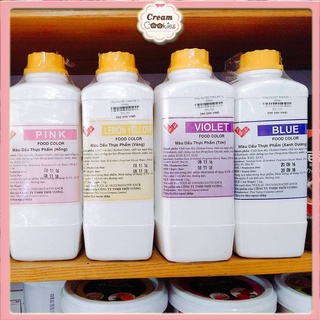 MÀU DẦU DÙNG CHO THỰC PHẨM/MẦU NƯỚC THỰC PHẨM TẠO MÀU KEM.SOCOLA CHAI TO 1KG (ĐỎ,TÍM,VÀNG,CAM.NÂU,XANH)