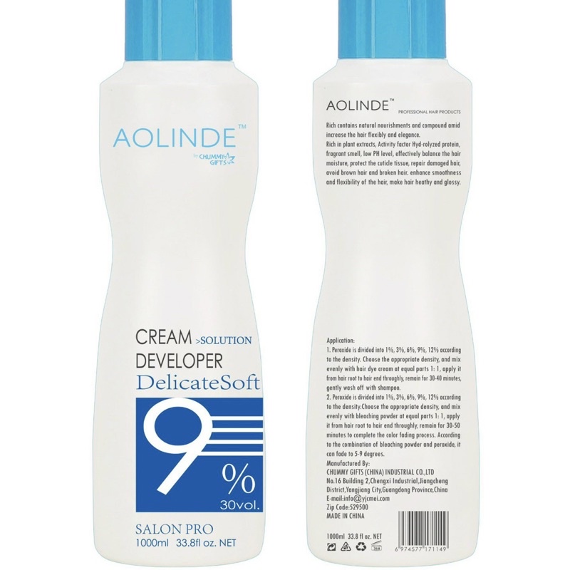 KEM OXY 9% TRỢ NHUỘM TẨY AOLINDE PHA MÀU THỜI TRANG KHÔNG RÁT DA ĐẦU THƠM 1000ML