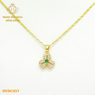 Dây Chuyền, Vòng Cổ Nữ Mặt Đính Đá, Titan Xi Mạ Vàng Non 24k Cao Cấp - Trang Sức Hava Hong Kong
