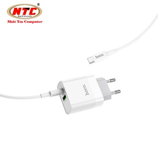 Bộ cốc 2 cổng kèm cáp sạc TypeC to TypeC Hoco C80A cổng USB QC 3.0 và TypeC PD 20W (Trắng) - Phụ Kiện Nhất Tín