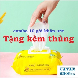 [Tặng thùng] Combo 10 gói giấy ướt con vịt vàng loại 80 tờ-hàng nội địa trung cao cấp,  giấy ướt B.Duck
